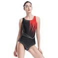 thumbnail image 4 of JanJean Women's Gymnastic Leotard Mesh Color Block Bodysuit Tops Dance Costume Dancewear Red M, 4 of 7