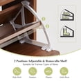 thumbnail image 6 of Wirrytor Walnut Curved Edge 2 Flip Drawer Shoe Cabinet, 75cm Fluted Panel Narrow Shoe Storage Organizer, Adjustable Shelf Entryway Shoe Rack For Hallway Bedroom, 6 of 13