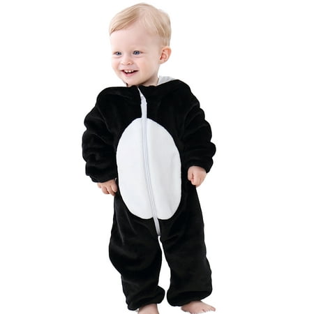 

Newborn Infant Baby Girl Boy Cute Onesies Monkey/Penguin Long Sleeve Zipper Jumpsuit Fall Winter Fluffy Romper 0-3Y