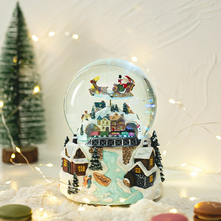 Santa Claus riding a sleigh Christmas gift exchange gift Christmas crystal  ball music box home decoration