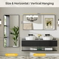 thumbnail image 6 of GODCHAR 60"x 28" Bathroom Vanity Mirror Rectangular Metal Frame French Cleat Mounted Wall Mirror Tempered Glass, 6 of 10