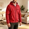 thumbnail image 5 of hoksml Men's Zip Up Hoodie Jacket Long Sleeve Solid Hooded Sweatshirt with Zipper Pocket for Daily Casual Fall Comfort, 5 of 9