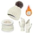 thumbnail image 2 of Bibifish Womens Hat Gloves Scarf Sets Trendy Fleece Lined Beanies Hat Gloves And Neck Warmer Soft 3 Pc Winter Cold Weather Hat Gloves Scarf Sets, 2 of 6