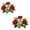 A001- Red, variant on 9 Inch Pink Artificial Rose Candle Rings Wreaths, Artificial Flower Candle Wreath Rings, Candle Holder Decor for 2-Piece Set, Valentine Table Decorations for Wedding Party,
