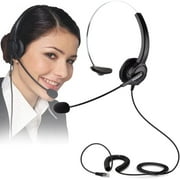 Telephone Headset, PChero RJ9 Noise Cancelling Headset with Mic for Call Center Desk Telephone, Ideal for Phone Sales, Insurance, Hospitals, Telecom Operators - Monaural