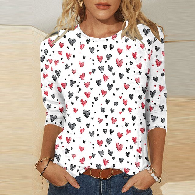 UPPADA Chemises à Manches 3/4 pour Femmes Mode Tendance Hauts Décontractés Col Rond Chandail Ample Blouses Confortables Douces Grande Taille Coupe Ample T-Shirts Vêtements Décontractés Coudes Hauts pour Femmes Manches 3/4 Offres
