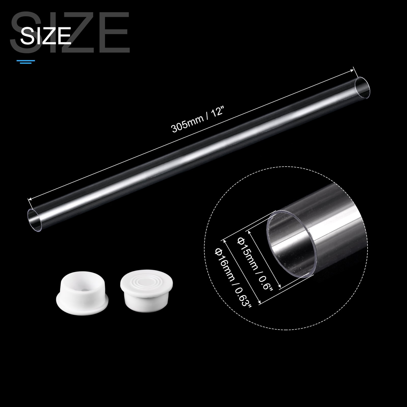 Tube Plastique Rigide Transparent Uxcell – 12x13mm, 500mm, Lot De 2