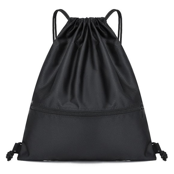 Adjustable Drawstring Backpack, Zipper Gym Bag, Waterproof, Large Capacity, Drawstring, Gym Bag, Sports Bag, Gym Bag for Yoga, Black