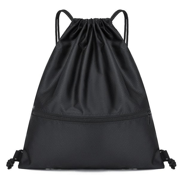 Adjustable Drawstring Backpack, Zipper Gym Bag, Waterproof, Large Capacity, Drawstring, Gym Bag, Sports Bag, Gym Bag for Yoga, Black