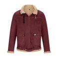 thumbnail image 4 of ZCFZJW Mens Faux Leather Jacket - Winter Plush Thick Warm Sherpa Fleece Lined Heavy Coat Casual Long Sleeve Full Zip up Bomber Jacket with Shearling Lining Wine XL, 4 of 5
