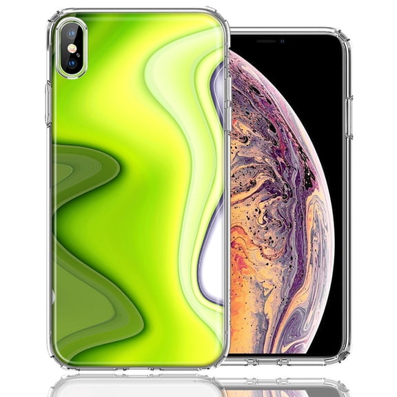 MUNDAZE For Apple iPhone XS Max Green White Abstract Design Double Layer Phone Case Cover