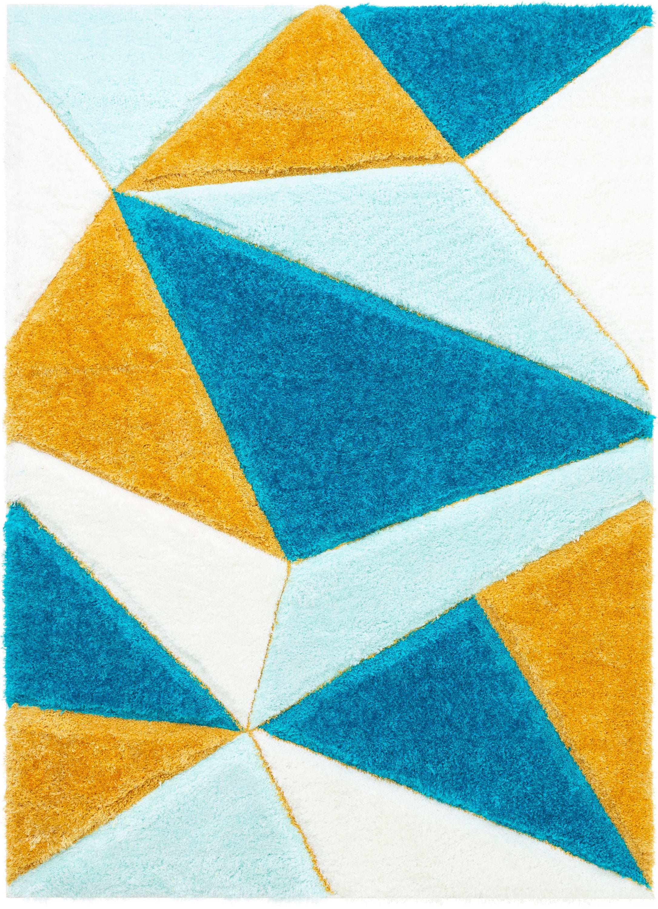 Well Woven San Francisco Venice Blue Modern Geometric 3D Textured Shag 2'7" x 9'10" Runner Area Rug