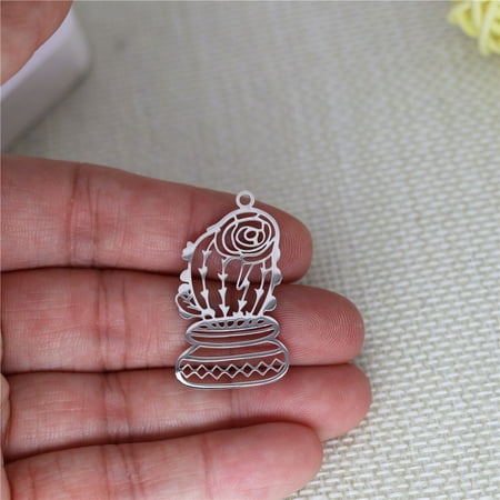 3Pcs/lot Rose Cactus Pendant For Women Girls Gift Bijoux Maxi Statement Charms Fashion Stainless Steel Jewelry Accessories