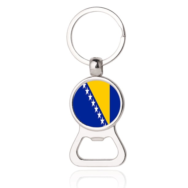 Llavero abridor de botellas, llavero decorativo nacional, mochila, cartera, bolso, llavero temático, colgante de fútbol, Metal extraíble Almacenamiento y organización del hogar bosnia herzegovina Moyic HA073844-05