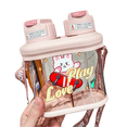thumbnail image 1 of Large-capacity plastic straw double-drinking outdoor oblique-span kettle pink 640ML, 1 of 2