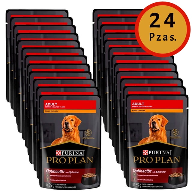 Alimento Humedo Para Perros Adultos Pro Plan Pouch Sobres Sabor Pollo en Salsa (24 Pzas.)