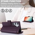thumbnail image 2 of Compatible With Samsung Galaxy S22 Ultra Wallet Case with Card Holder Kickstand Double Magnetic Clasp Zipper Pocket Lanyard Strap Wristlet, Leather Flip Case Women Men Wallet Cover,Purple, 2 of 14