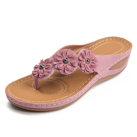 

Women Casual Wedge Sandals Comfortable Flower Flip-flops Summer Beach Sandals