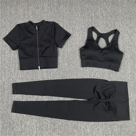 

Women Yoga Set Gym Clothing Sportswear Fitness Long Sleeve Crop Top Bra Seamless Leggings Solid Workout Tracksuits Sports Suit