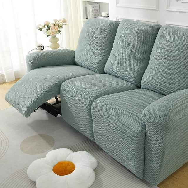 Xiao Hua Conjunto de sofá universal con todo incluido, conjunto de sofá elástico verde, conjunto de sillones jacquard, conjunto de protección para sofá de sala de estar de 3 plazas