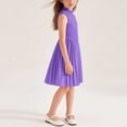 thumbnail image 5 of Girls Sleeveless Turtleneck Dress with Necklace, Purple A-Line Pleated Party Dress for Kids Kids 2T-8 Years, Casual Fit and Flare Summer Dress,Size 4-5 T, 5 of 8