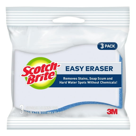 Scotch-Brite Easy Erasing Pad 833, 4.4 in x 2.6 in x 0.9 in, 3 Pack