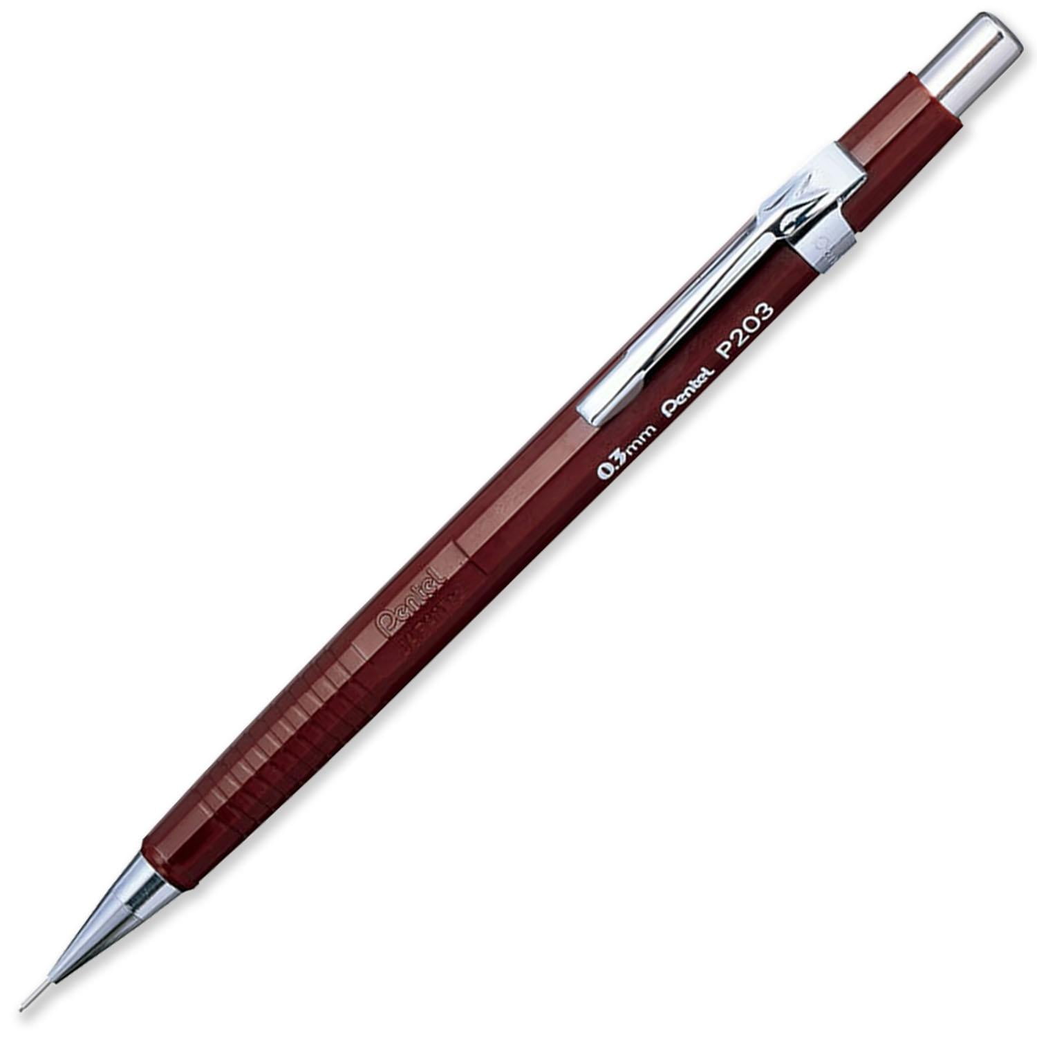 Pentel P203 Automatic Mechanical Pencils - HB Lead - With Refills - Pack of 6 in Pillow Packaging