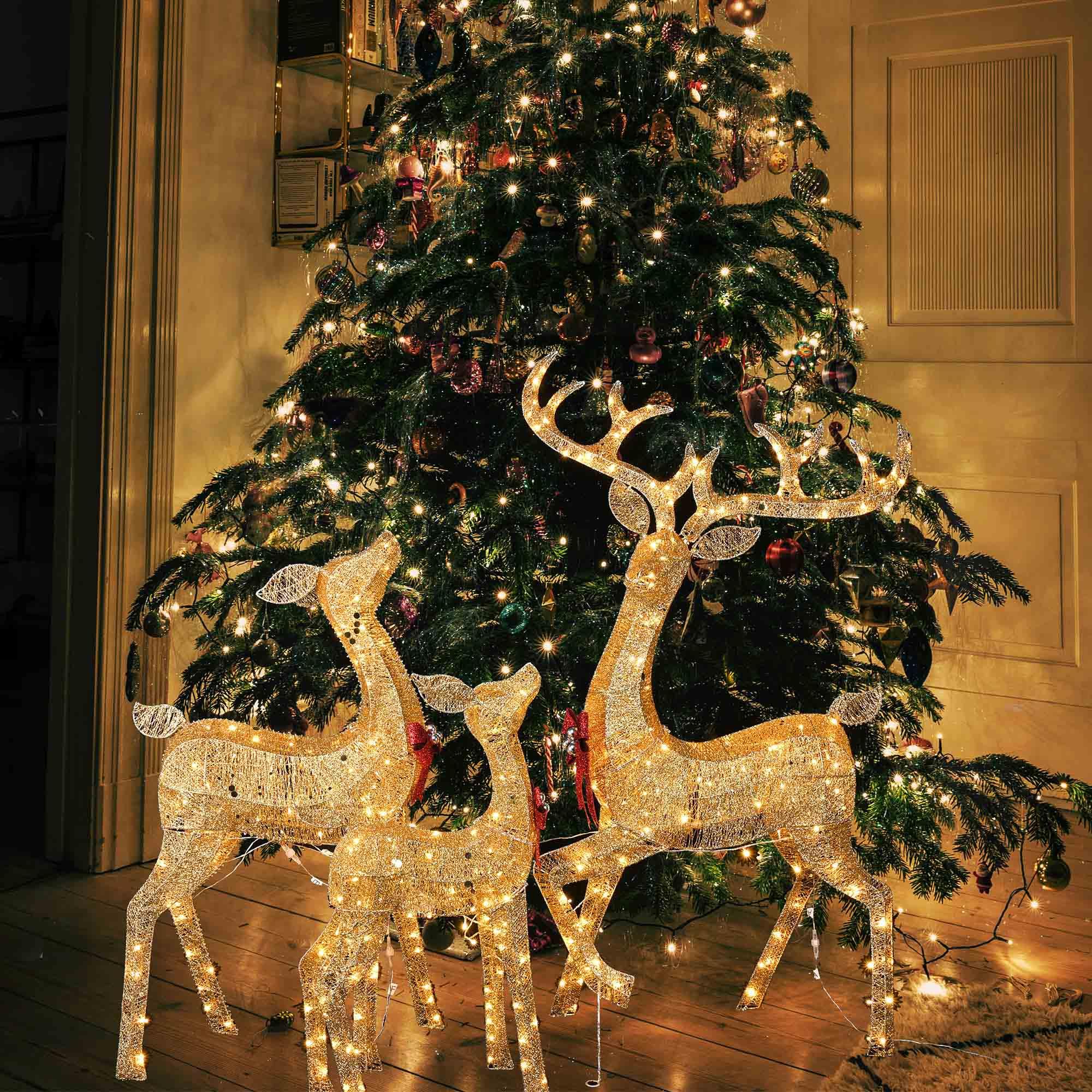 Baytocare 3PCS Christmas Lighted Reindeer Family Christmas Decorations