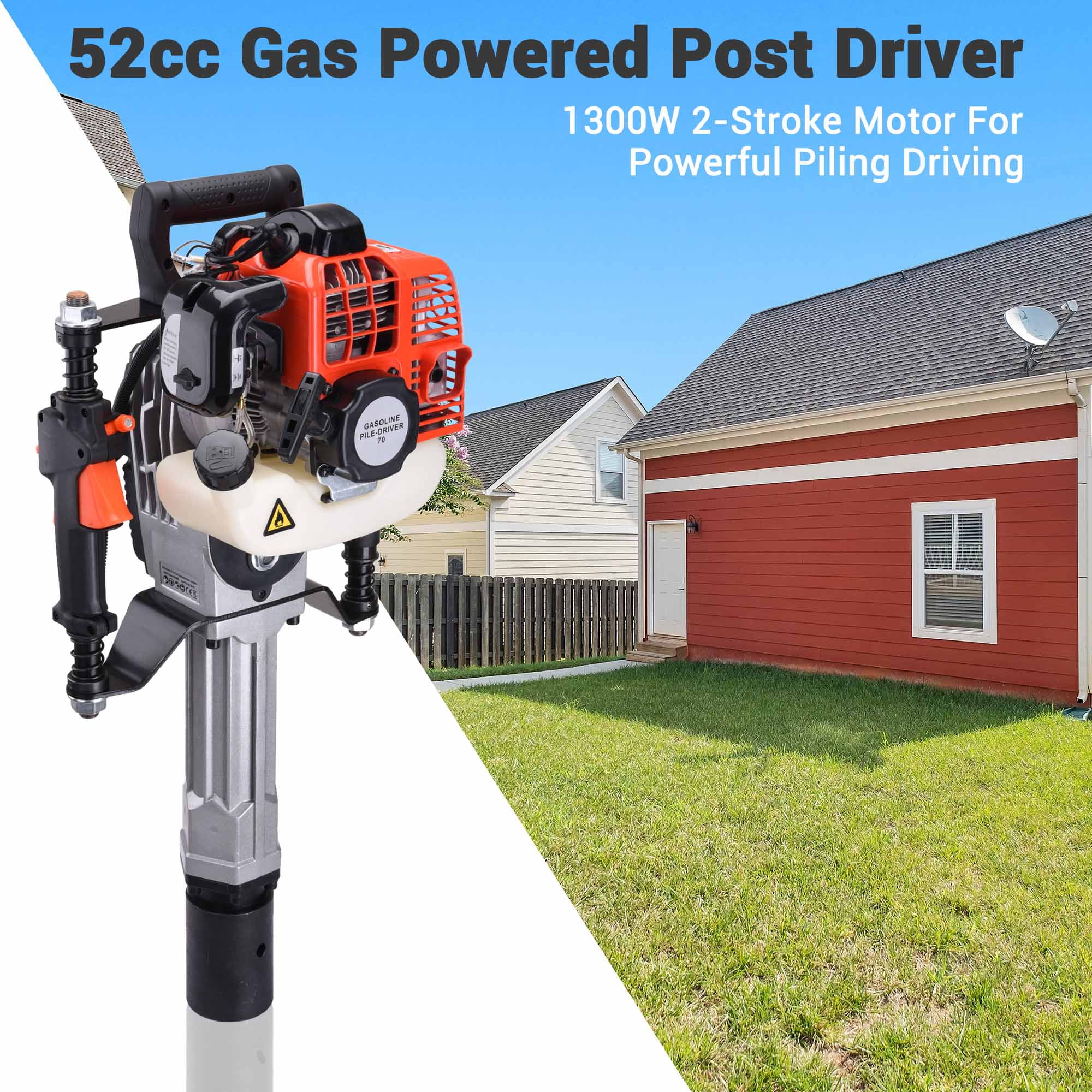 Yescom 1300W 2 Stroke T Post Driver 51.7CC Gas Powered Portable Fence Pile Hammer - Walmart.com Yescom 1300W 2 Stroke T Post Driver 51.7CC Gas Powered Portable Fence Pile Hammer - Walmart.com