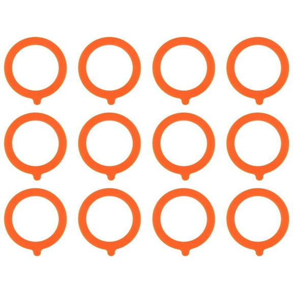 12 Pack Silicone Replacement Gasket, Airtight Rubber Seals Rings for Jar Lids, Leak-Proof Canning Silicone, Orange