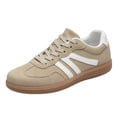 thumbnail image 5 of HEWUQI Women's Lace up Fashion Sneakers Trendy Stripe Athletic Walking Shoes Cushioned Insoles Shoes for All Day Wear Khaki Size 5.5, 5 of 5