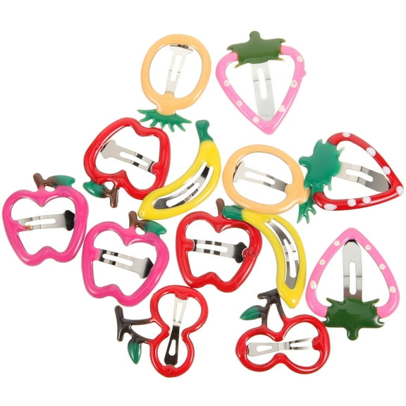 HONITANO 14Pcs Kawaii Hair Barrettes Fruit Shaped Metal Bobby Pins for Kids