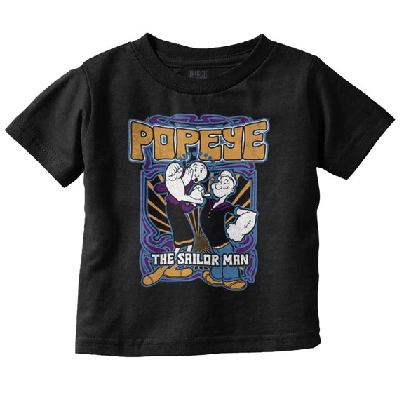 Popeye The Sailor Man and Olive Oyl Toddler Boy Girl T Shirt Infant Toddler Brisco Brands 6M