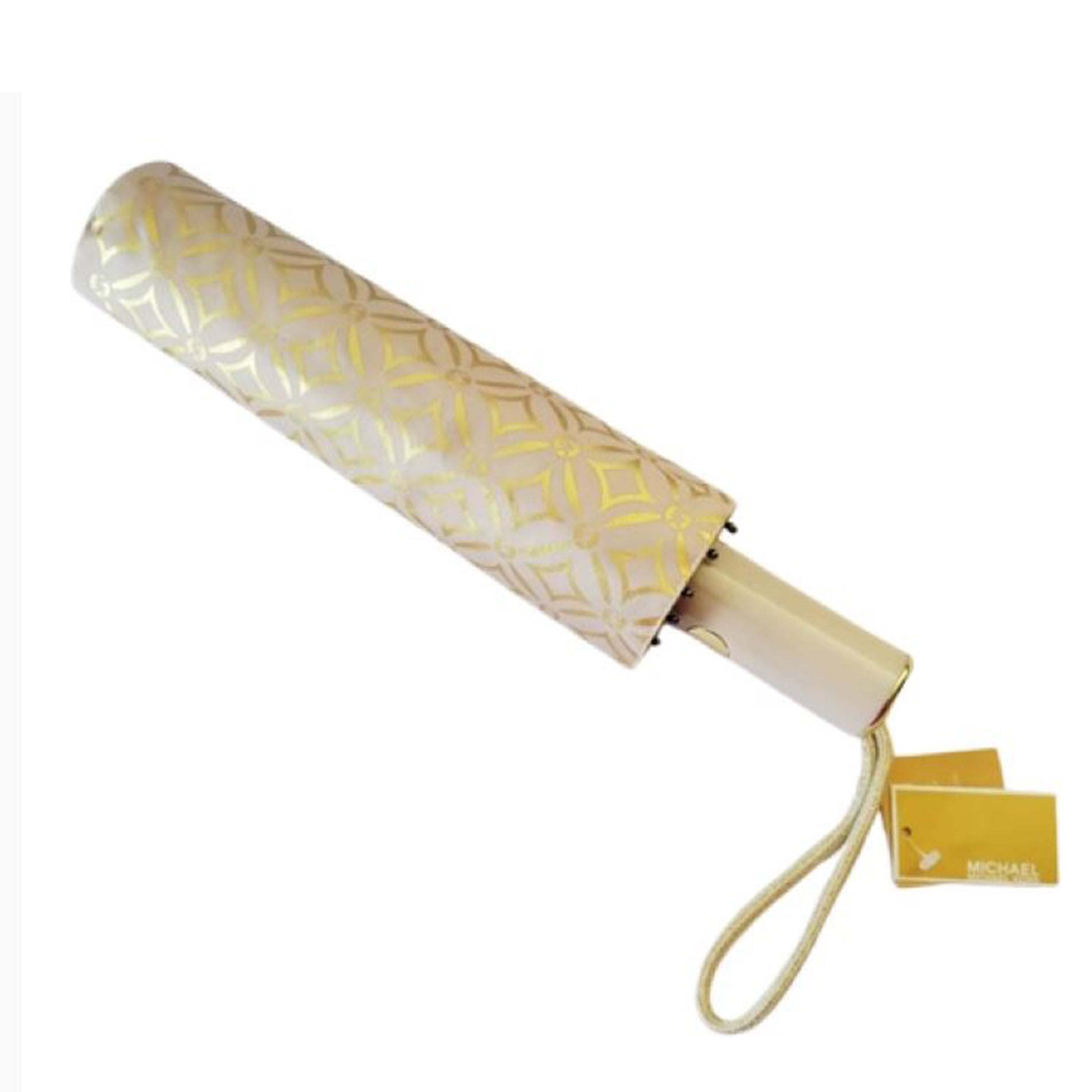 Michael Kors Womens Travel Umbrella Push Button Folding Pale Gold Multi 35F4GTFN1M-PL GL