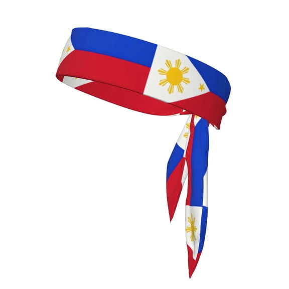 Unisex Tie Workout Headband Filipino Flag Moisture-Wicking Sports Headbands For Men Women