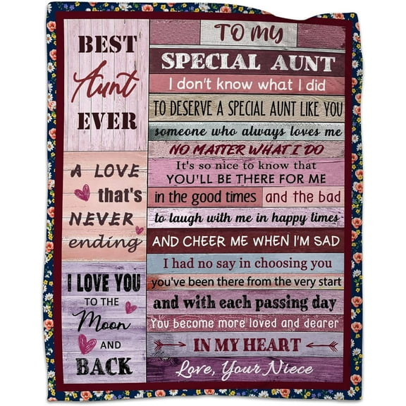 LHSHID Aunt Gifts from Niece Mothers Day Blanket Gifts for Aunt Birthday Gifts for Aunt Christmas Thankgiving Gifts Ideas for Auntie Throw Blanket 30x40in