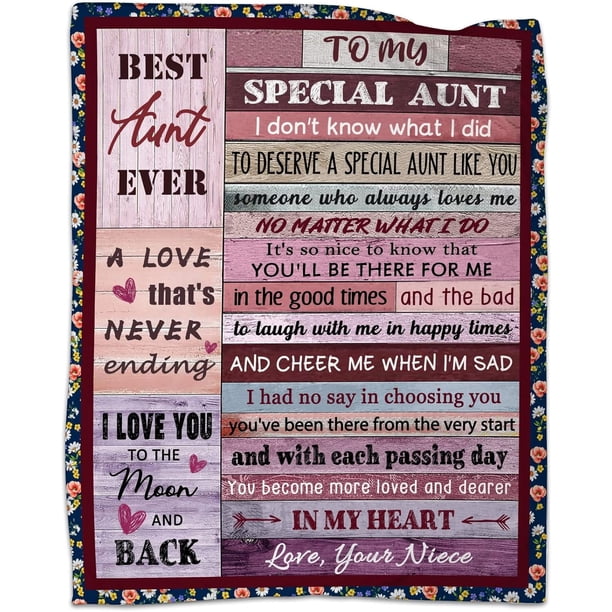 LHSHID Aunt Gifts from Niece Mothers Day Blanket Gifts for Aunt Birthday Gifts for Aunt Christmas Thankgiving Gifts Ideas for Auntie Throw Blanket 60x80in