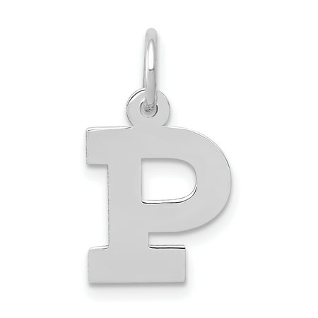 White Gold Small Initial Pendant (14k White Gold Small Block Initial Monogram Name Letter P Pendant Charm Necklace Gifts For Women For)