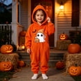thumbnail image 7 of Halloween Pumpkin Onesie Costume, Flannel Hooded Pumpkin Pajamas with Ghost and Black Cat Print, Oversized Jumpsuit Fit for Halloween Party, Cozy Loungewear and Sleepwear, 7 of 7