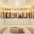 thumbnail image 2 of Aheaplus 4-Piece 96" Heavy Duty Walk-in Closet System - 12 Wood Drawers, 4 Hanging Rods, 4 Shelves, White Oak(96"L x 15"W x 80"H), 2 of 6