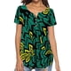 thumbnail image 1 of Blusa informal con estampado de botones y cuello en V de manga corta a la moda para mujer Pompotops  qwe23146, 1 of 4