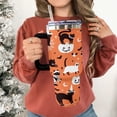 thumbnail image 3 of 40 Oz Halloween Cat Tumbler With Handle and Straw, Cute Black Cats Stainless Steel Double Walled Vacuum Insulated Cup, 3 of 8