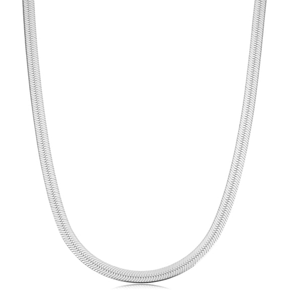 KoolJewelry Sterling Silver Herringbone Chain Necklace (4.6 mm, 18 inch)