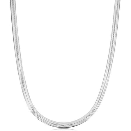 KoolJewelry Sterling Silver Herringbone Chain Necklace (4.6 mm, 18 inch)