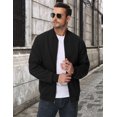 thumbnail image 3 of Xidunhg Men's Casual Varsity Bomber Jacket Lightweight Outerwear Jackets Waffle Zip up Fashion Coat Black S, 3 of 7