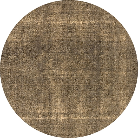 Ahgly Company Indoor Round Oriental Brown Industrial Area Rugs, 4' Round