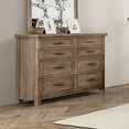 thumbnail image 2 of Furniture of America Kaleido Rustic 8-Drawer Solid Wood Bedroom Double Dresser, Brown, 2 of 6