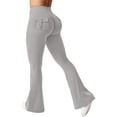 thumbnail image 2 of Flare Leggings for Women Butt Lift Yoga Pants with Pockets Gym Scrunch Workout Light Gray XL, 2 of 4