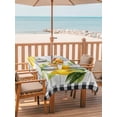 thumbnail image 2 of Outdoor Tablecloth with Umbrella Hole for Patio/Picnic/Party/Camping, Yellow Lemon Waterproof Table Cloth Rectangle Table Cover Washable, Summer Botanical Black White Checkered Wooden (52"x 70"), 2 of 8