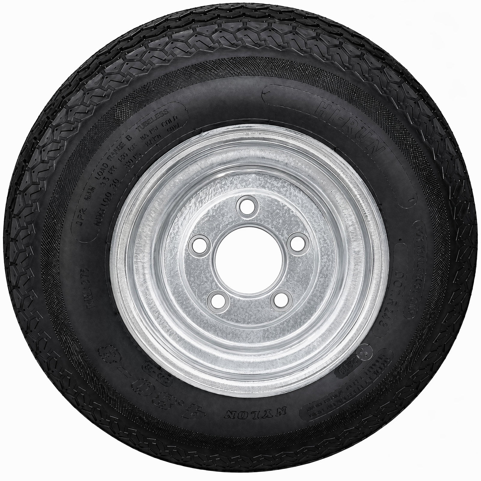 Hi-Run 2 Set SU01 4.80-8 6PR Boat Trailer Tire and 5-Lug Galvanized Wheel Assembly